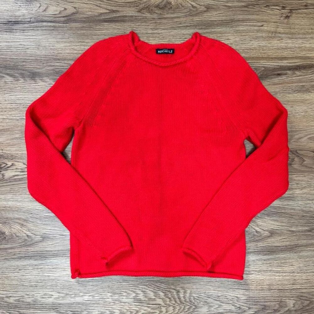 J. Crew Red Roll Neck Sweater with Rolled Hem